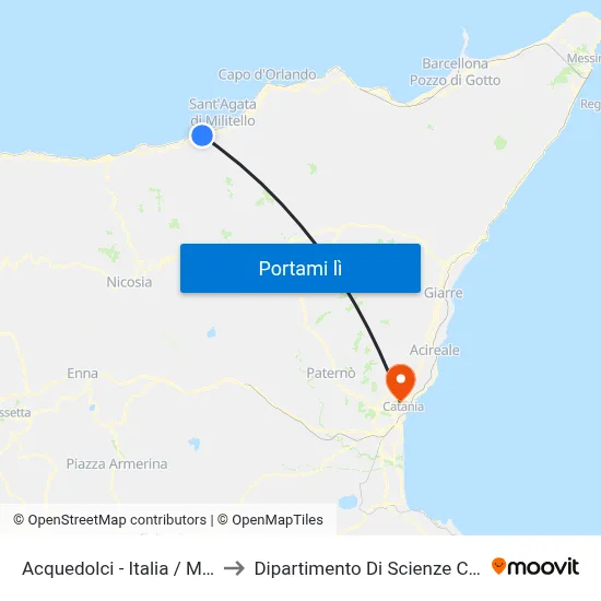 Acquedolci - Italia / Murialdo to Dipartimento Di Scienze Chimiche map