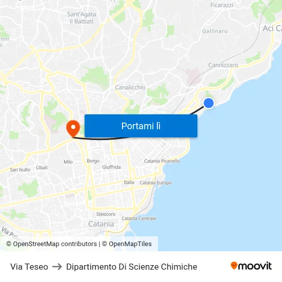 Via Teseo to Dipartimento Di Scienze Chimiche map