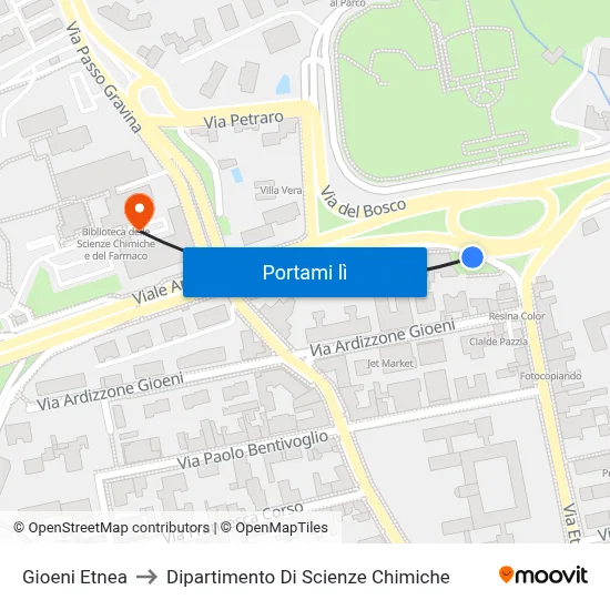 Gioeni Etnea to Dipartimento Di Scienze Chimiche map