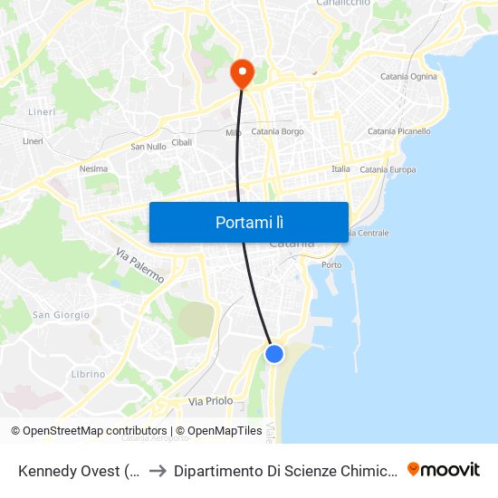 Kennedy Ovest (1) to Dipartimento Di Scienze Chimiche map