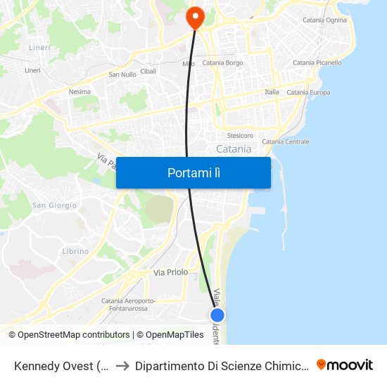 Kennedy Ovest (9) to Dipartimento Di Scienze Chimiche map