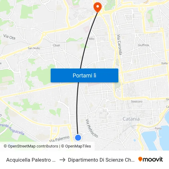 Acquicella Palestro Ovest to Dipartimento Di Scienze Chimiche map