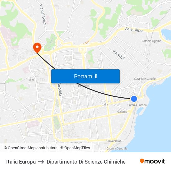 Italia Europa to Dipartimento Di Scienze Chimiche map