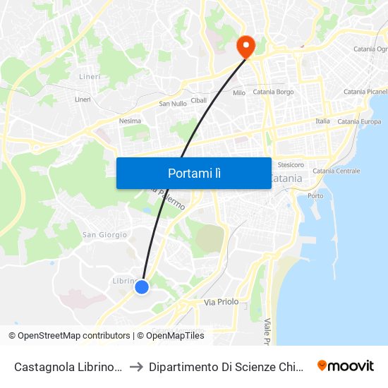 Castagnola Librino Est to Dipartimento Di Scienze Chimiche map