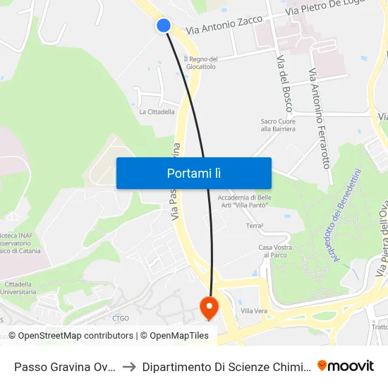 Passo Gravina Ovest to Dipartimento Di Scienze Chimiche map