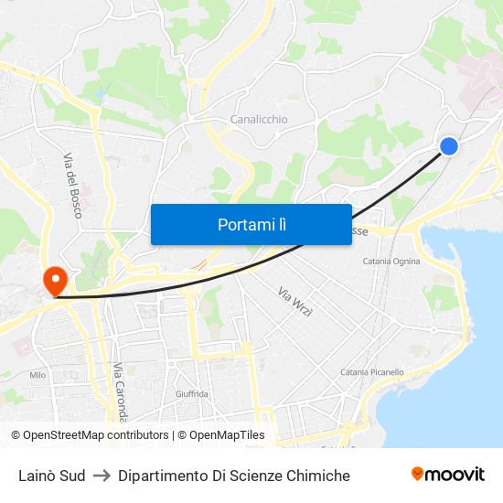 Lainò Sud to Dipartimento Di Scienze Chimiche map