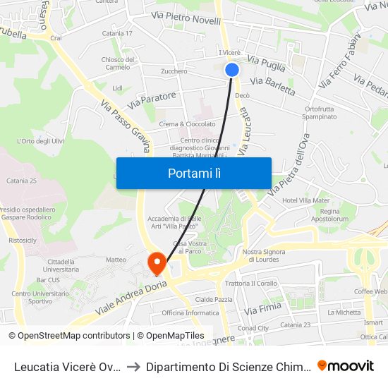 Leucatia Vicerè Ovest to Dipartimento Di Scienze Chimiche map