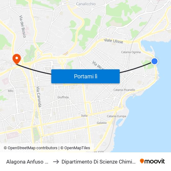 Alagona Anfuso Est to Dipartimento Di Scienze Chimiche map