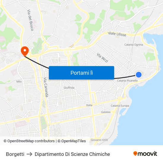 Borgetti to Dipartimento Di Scienze Chimiche map