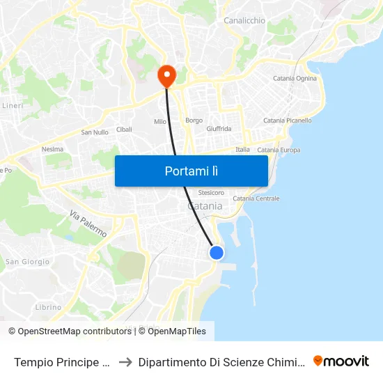 Tempio Principe Est to Dipartimento Di Scienze Chimiche map