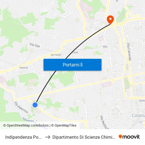 Indipendenza Poste to Dipartimento Di Scienze Chimiche map