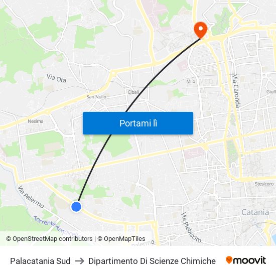 Palacatania Sud to Dipartimento Di Scienze Chimiche map