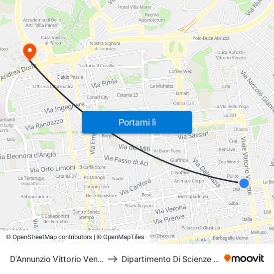 D'Annunzio Vittorio Veneto Nord to Dipartimento Di Scienze Chimiche map