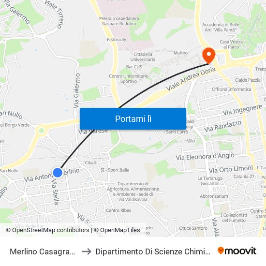 Merlino Casagrandi to Dipartimento Di Scienze Chimiche map