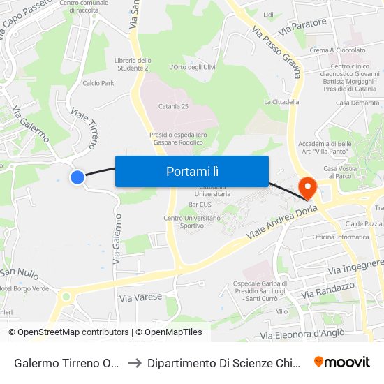 Galermo Tirreno Ovest to Dipartimento Di Scienze Chimiche map