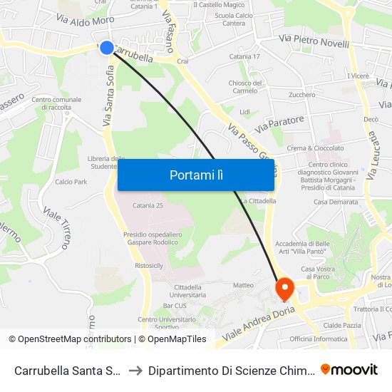 Carrubella Santa Sofia to Dipartimento Di Scienze Chimiche map