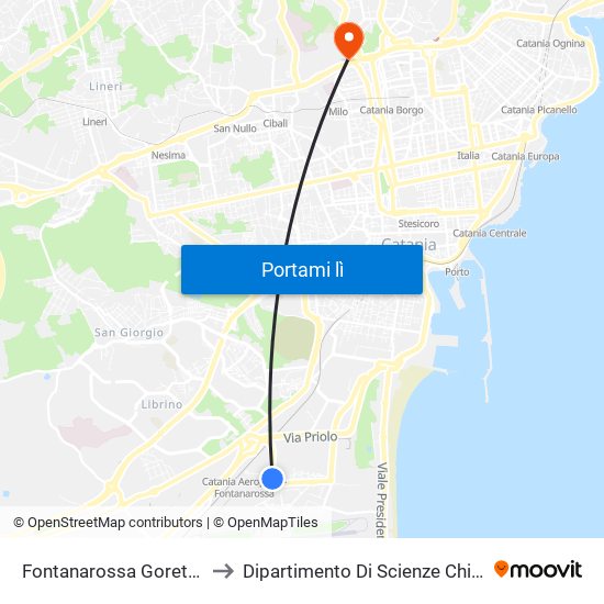 Fontanarossa Goretti Est to Dipartimento Di Scienze Chimiche map