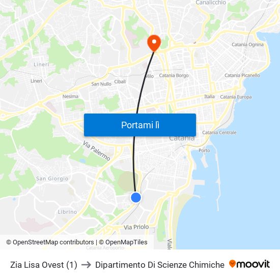 Zia Lisa Ovest (1) to Dipartimento Di Scienze Chimiche map