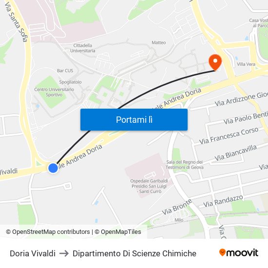 Doria Vivaldi to Dipartimento Di Scienze Chimiche map