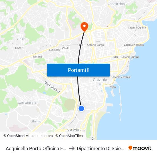 Acquicella Porto Officina Ferroviaria Nord to Dipartimento Di Scienze Chimiche map