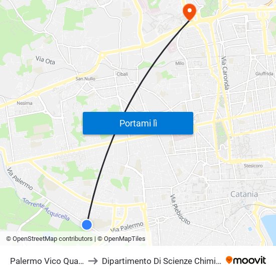 Palermo Vico Quarto to Dipartimento Di Scienze Chimiche map