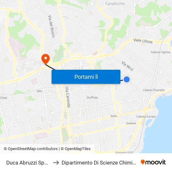 Duca Abruzzi Spoto to Dipartimento Di Scienze Chimiche map