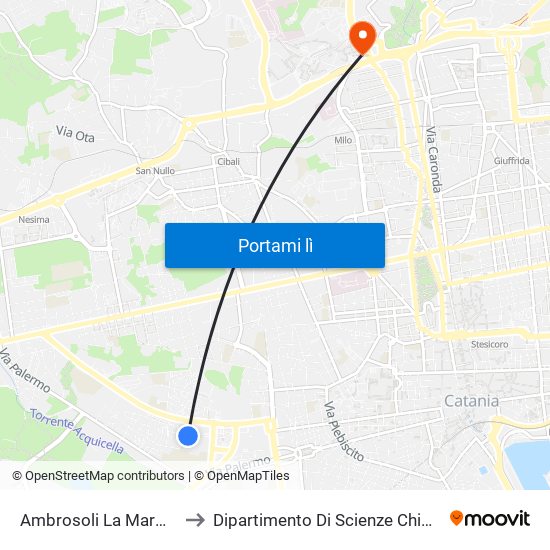 Ambrosoli La Marmora to Dipartimento Di Scienze Chimiche map