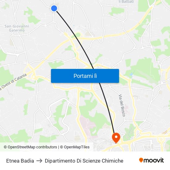 Etnea Badia to Dipartimento Di Scienze Chimiche map