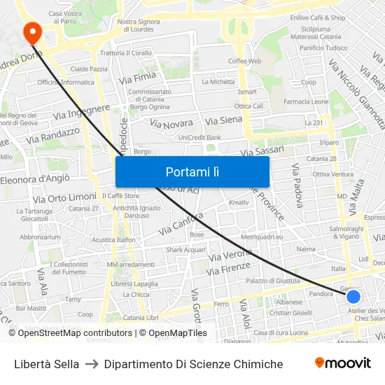 Libertà Sella to Dipartimento Di Scienze Chimiche map