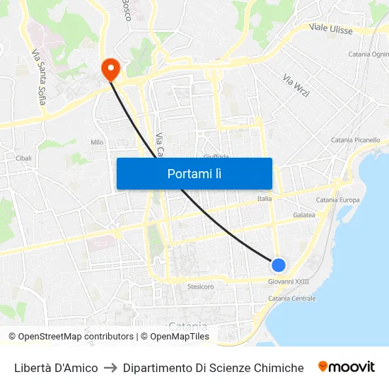 Libertà D'Amico to Dipartimento Di Scienze Chimiche map