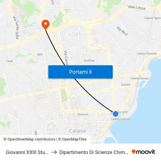 Giovanni XXIII Sturzo to Dipartimento Di Scienze Chimiche map