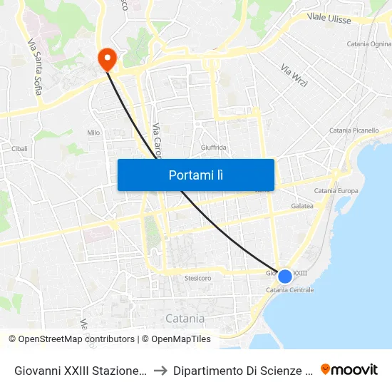 Giovanni XXIII Stazione Centrale to Dipartimento Di Scienze Chimiche map