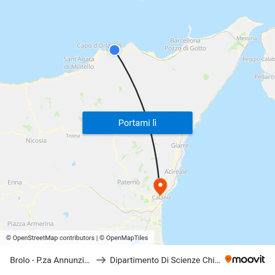 Brolo - P.za Annunziatella to Dipartimento Di Scienze Chimiche map