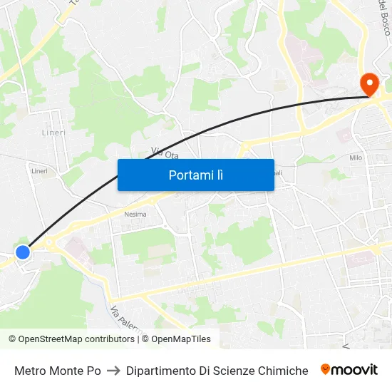 Metro Monte Po to Dipartimento Di Scienze Chimiche map
