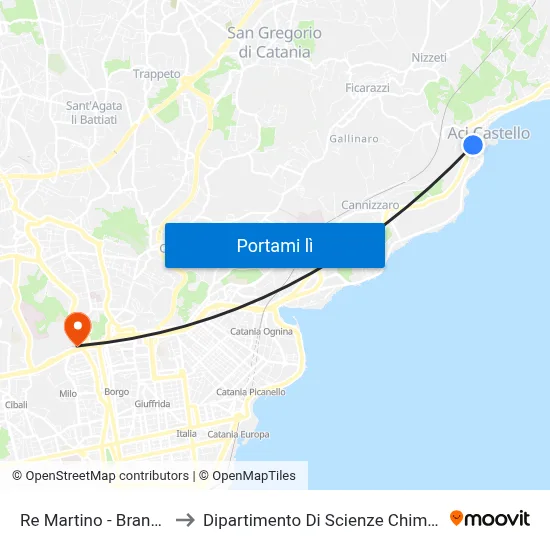 Re Martino - Brancati to Dipartimento Di Scienze Chimiche map