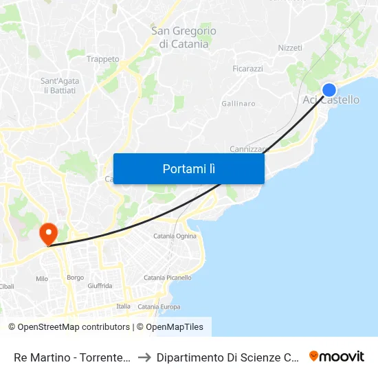 Re Martino - Torrente Ovest to Dipartimento Di Scienze Chimiche map