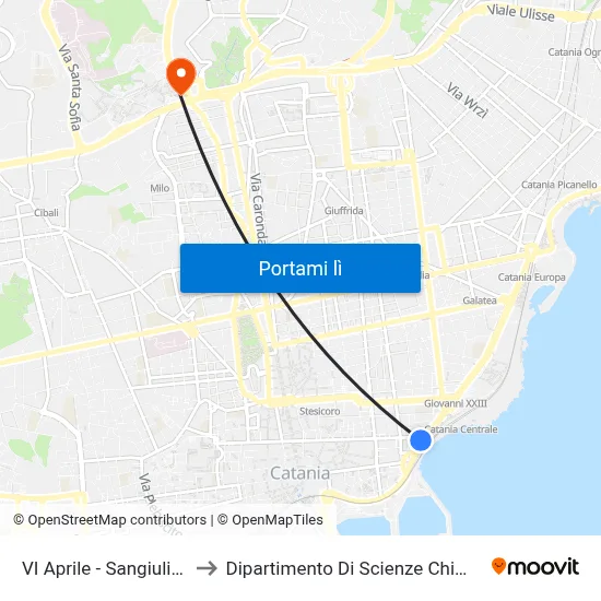 VI Aprile - Sangiuliano to Dipartimento Di Scienze Chimiche map