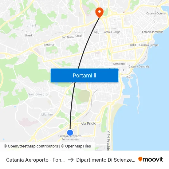 Catania Aeroporto - Fontanarossa to Dipartimento Di Scienze Chimiche map