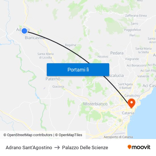 Fce Adrano Sant'Agostino to Palazzo Delle Scienze map