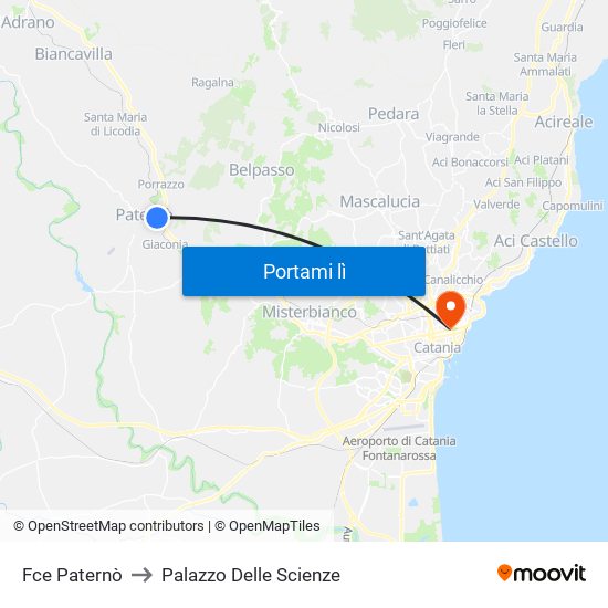 Fce Paternò to Palazzo Delle Scienze map