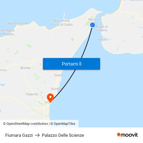 Fiumara Gazzi to Palazzo Delle Scienze map