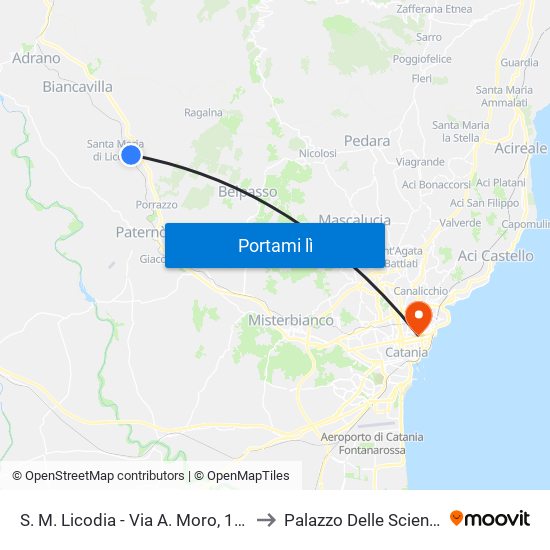 S. M. Licodia - Via A. Moro, 136 to Palazzo Delle Scienze map