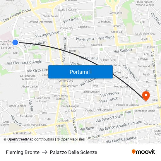 Fleming Bronte to Palazzo Delle Scienze map