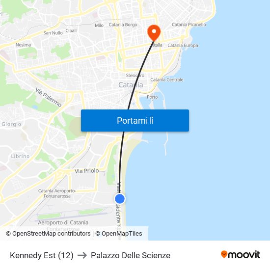 Kennedy Est (12) to Palazzo Delle Scienze map