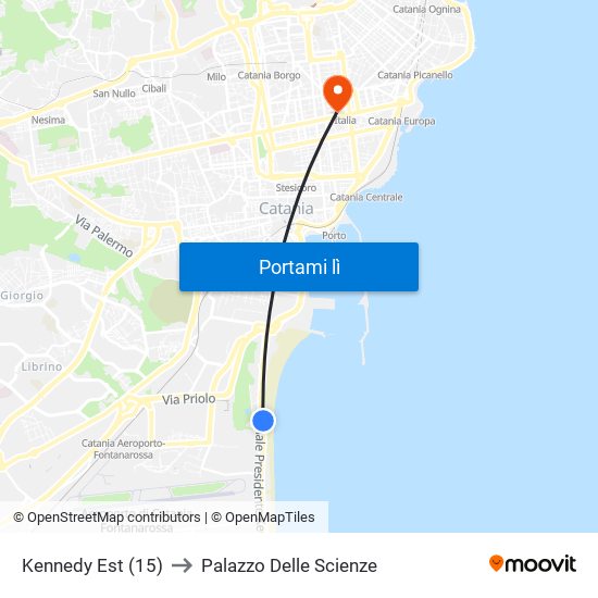 Kennedy Est (15) to Palazzo Delle Scienze map