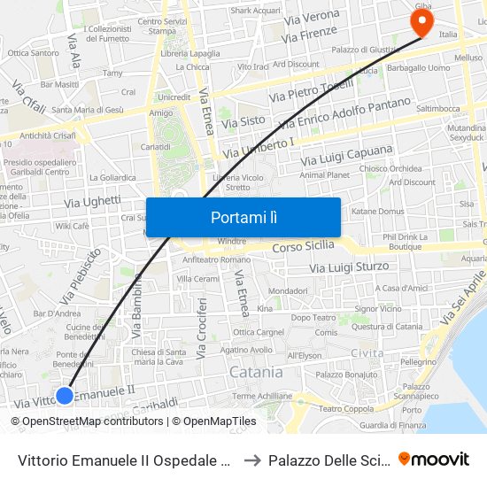 Vittorio Emanuele II Ospedale Vecchio to Palazzo Delle Scienze map