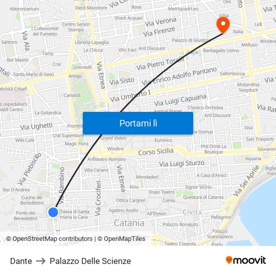 Dante to Palazzo Delle Scienze map