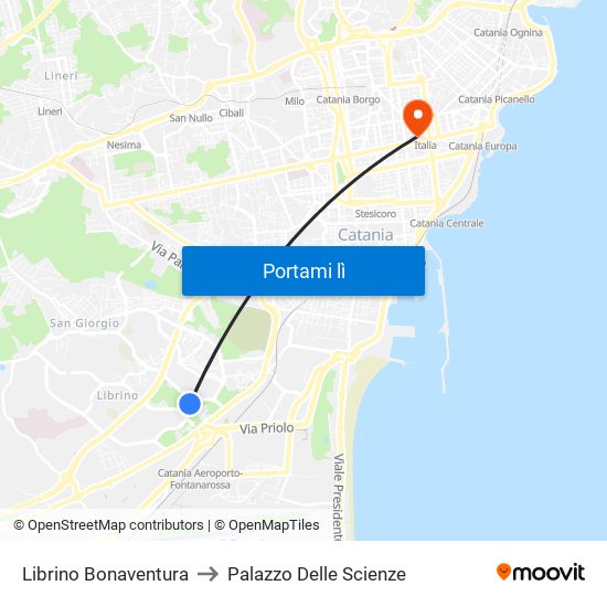 Librino Bonaventura to Palazzo Delle Scienze map
