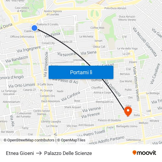 Etnea Gioeni to Palazzo Delle Scienze map