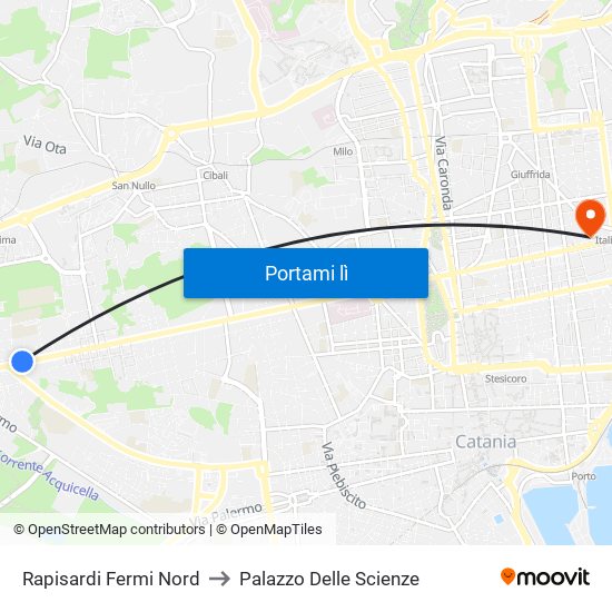 Rapisardi Fermi Nord to Palazzo Delle Scienze map